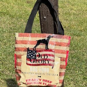 Recycled Reversible Farm feed sack tote bag. Unique Christmas gift.